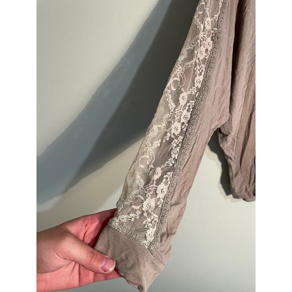 Pol Adley Lace Quarter Zip Bohemian Top Size Medium - Picture 4 of 10